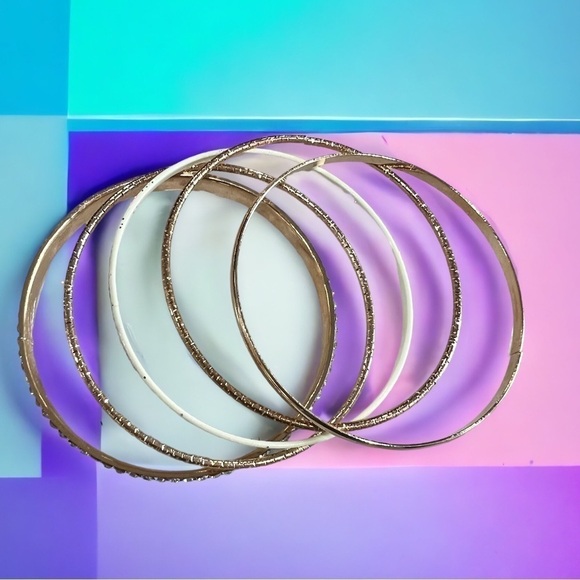 Girls Golden and Glitter Bangle Bracelet Stack - Picture 2 of 5